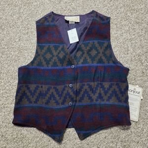 Women’s Vintage Aztec Vest Southwestern Multicolor Size Small Bonjour Hills USA